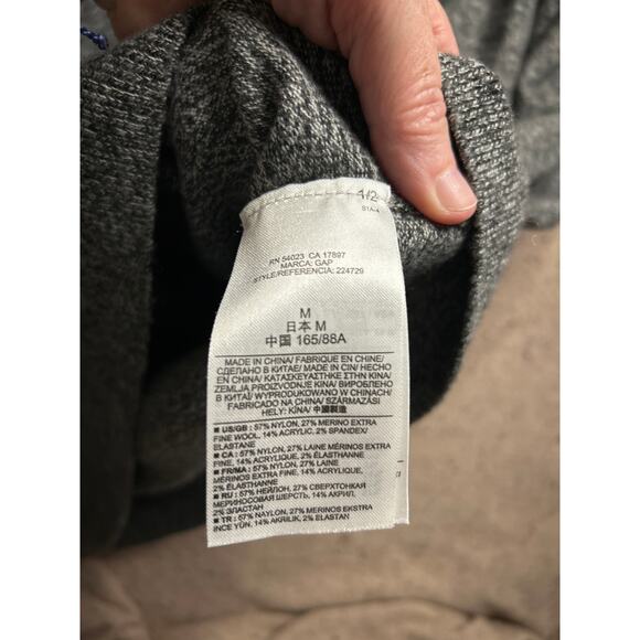 GAP Heathered Gray Wool Blend Grandpa Sweater Medium Cozy Lodgecore - Picture 3 of 6